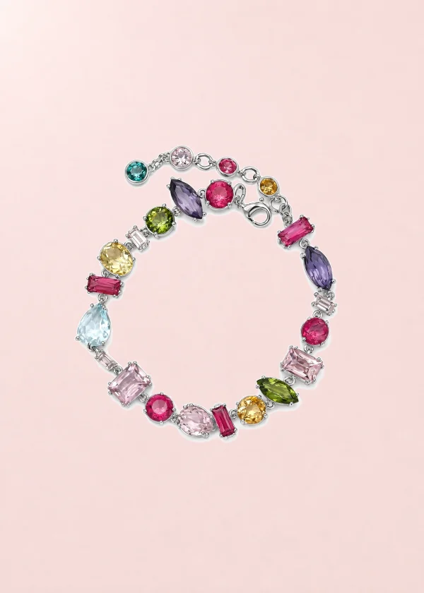 Kylie Colorful Crystals Silver Bracelet