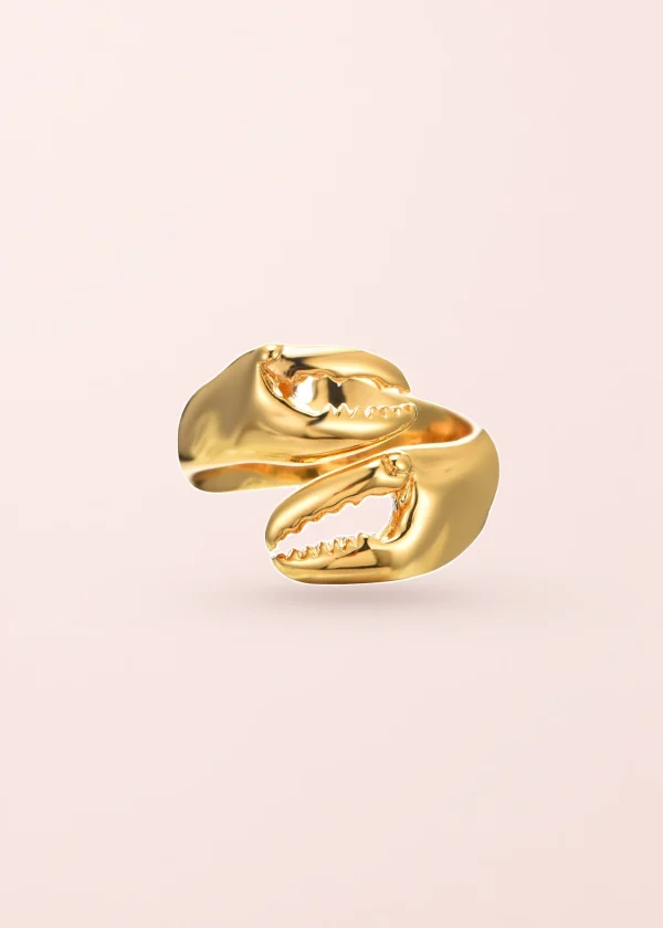 Crab – Ring mit Krabbenmotiv und Perlenoptik