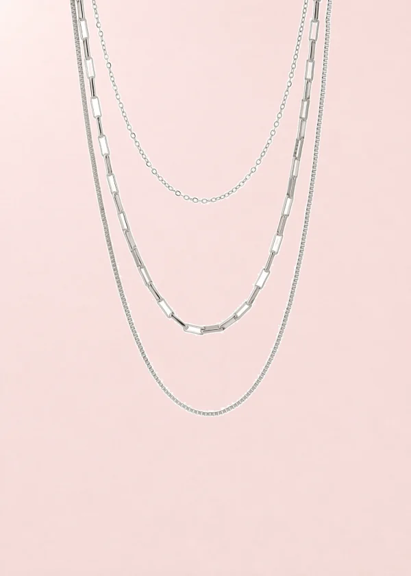 Simple-trio Silver Necklace