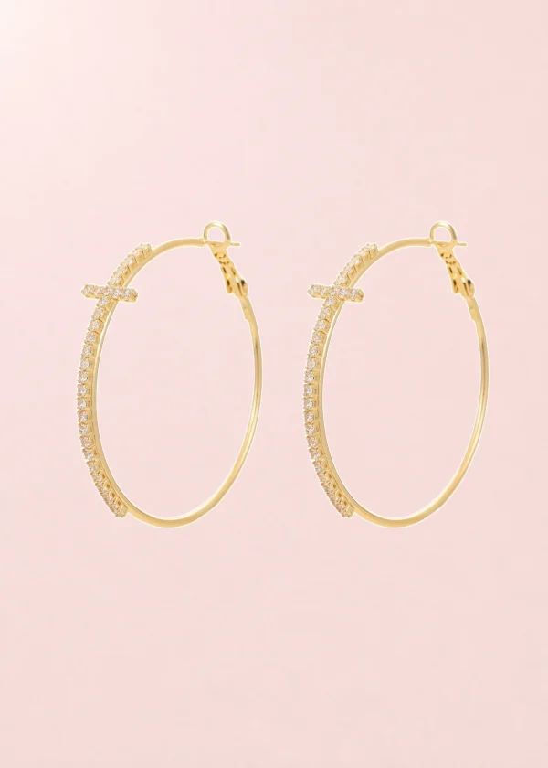 Cross Hoop Earring