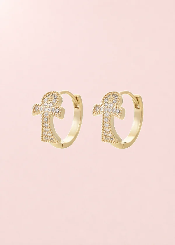 Glittering Ankh Hoop Earrings