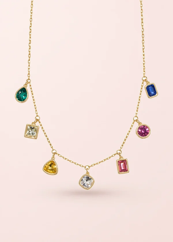 Dalia Colorful Crystals Golden Necklace