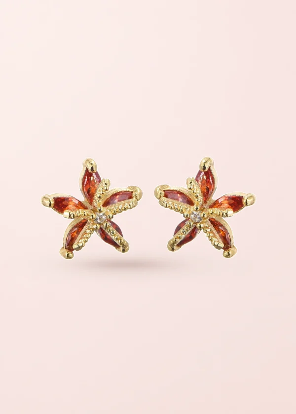 Glittering Petit – rote Seestern-Ohrstecker