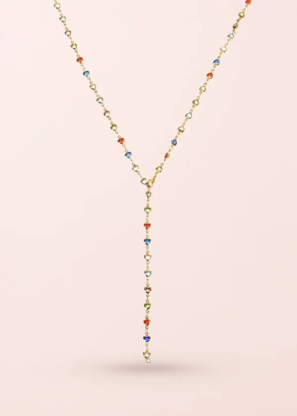 Michelle XL – lange Lariat-Halskette mit Herzmotiven