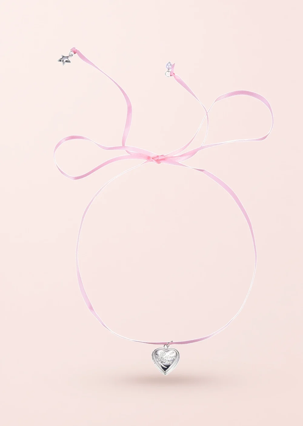Produktfoto: Dan Pink Love – Medaillon-Halskette mit Schleifen-, Herz- und Sternmotiven