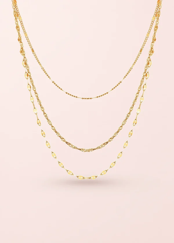 Simple Trio-Layer – dreilagige Kette in Goldoptik