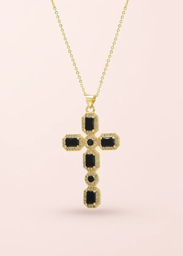 Scarlett Black Golden Cross Necklace