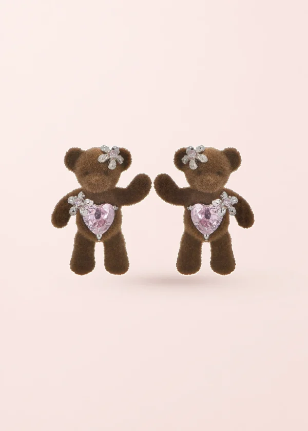 Hug Me Bear II – Herz-Ohrringe mit Bärenmotiv