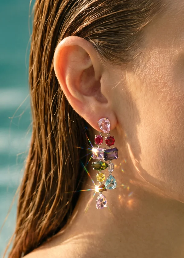Kylie Colorful Crystals – Ohrringe mit Zirkonia in Silberoptik – weitere Ansicht