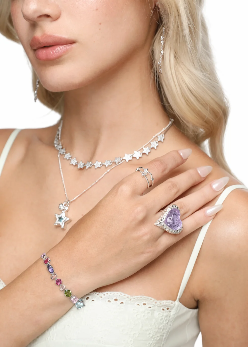 Weiteres Produktfoto 2: Kylie Colorful Crystals – Armband mit Zirkonia in Silberoptik