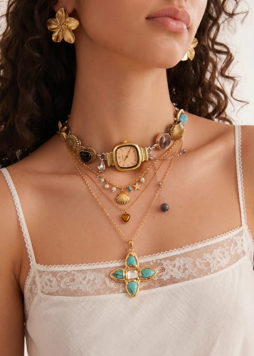 Weiteres Produktfoto 1: Sid Sea Shell Blue – Halskette mit Muschelmotiv in Blau und Goldoptik