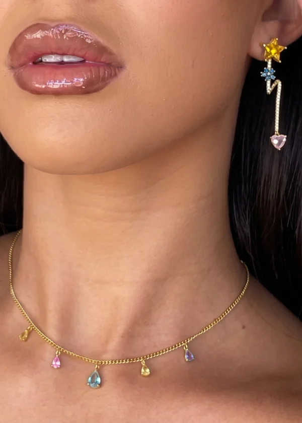 Simon Colorful Stones – Halskette mit Zirkonia in Goldoptik – weitere Ansicht