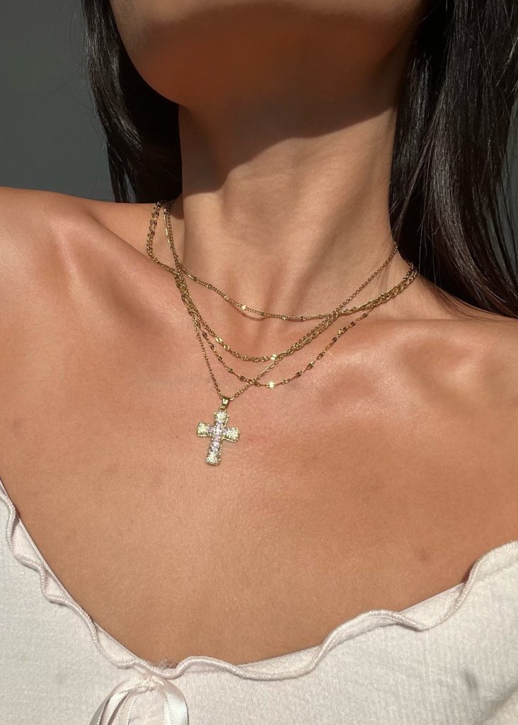 Simple Trio-Layer – dreilagige Kette in Goldoptik – weitere Ansicht
