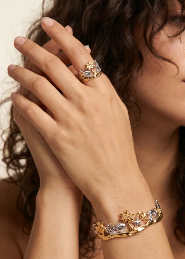 Tropical – Armband mit Muschel- und Seesternmotiv in Goldoptik – weitere Ansicht